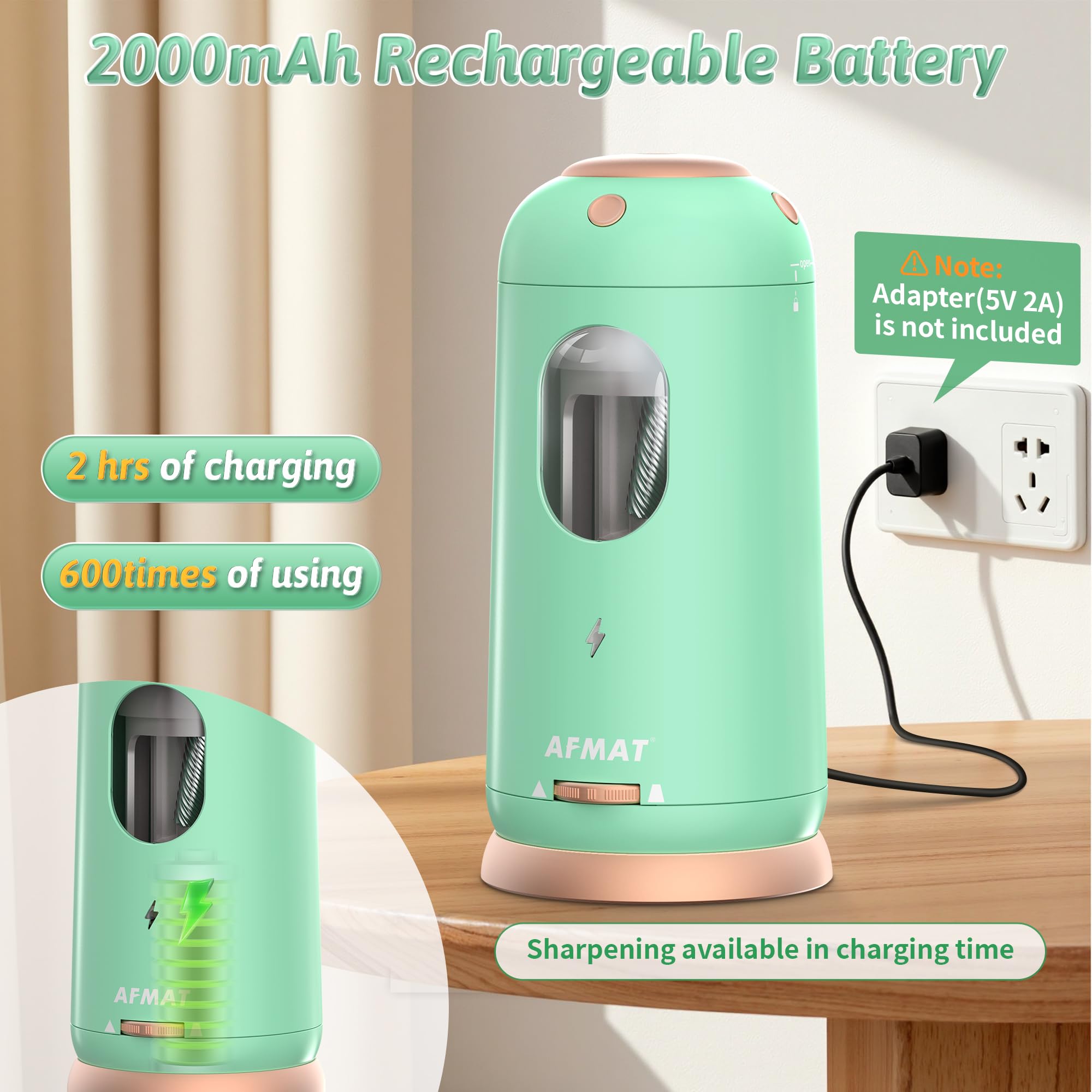 Fully Automatic Rechargeable Electric Pencil Sharpener for 7-11.5