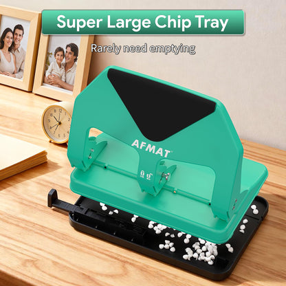 AFMAT HP20 Heavy Duty 3 Hole Punch, 60% Reduced Effort, 50-Sheet 3 Hole Puncher for Binder, 10,000+ Uses