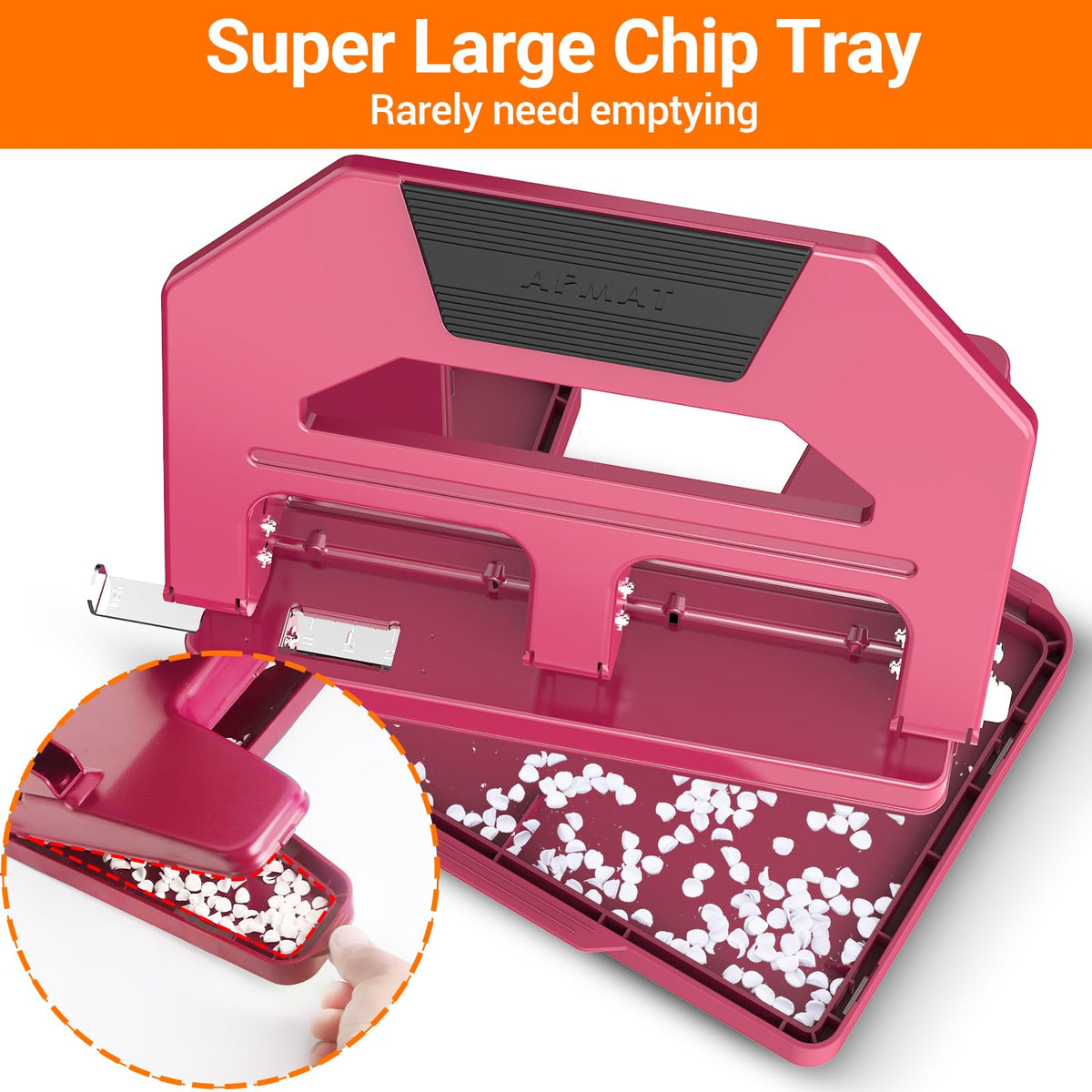 AFMAT Heavy Duty 3 Hole Puncher, 50-Sheet Paper Punch Heavy Duty, 50% Reduced Effort Three Hole Punch, 10K+ Uses, Metal Hole Puncher 3 Ring w/Large Tray, Bulit-in S.S. Paper Guide HPX4RW