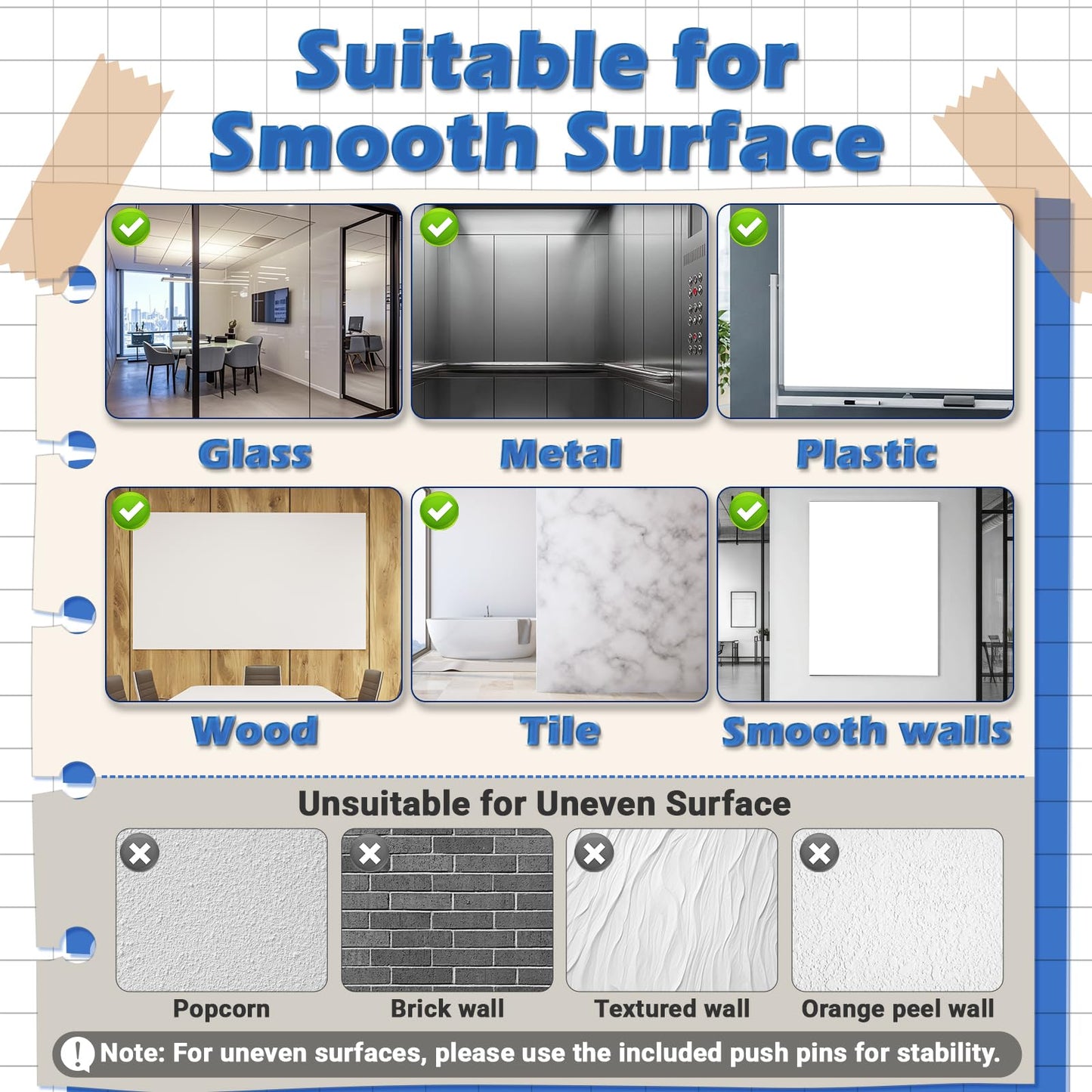 AFMAT White Board Dry Erase Paper, 48" x 36" Whiteboard Wallpaper, with 4 Markers, Stain-Proof & Super Sticky, No Ghost, 4' x 3' Peel and Stick Dry Erase Board Paper Roll for Wall/Home/Office,WS23E