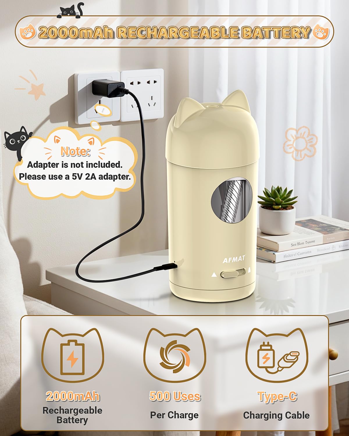 🎀Perfect Gift For A Teacher🎀Fully Automatic Rechargeable Electric Pencil Sharpener for φ7-8mm No.2/Colored Pencils,PSX9GD