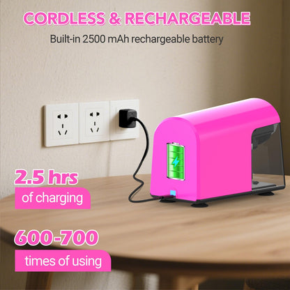 Disponible en France：AFMAT PSD2 Taille-crayon électrique avec boîte à 6 trous - Robuste et rechargeable - Pour crayons de 6 à 11 mm et crayons de couleur - Pour salle de classe, école, bureau