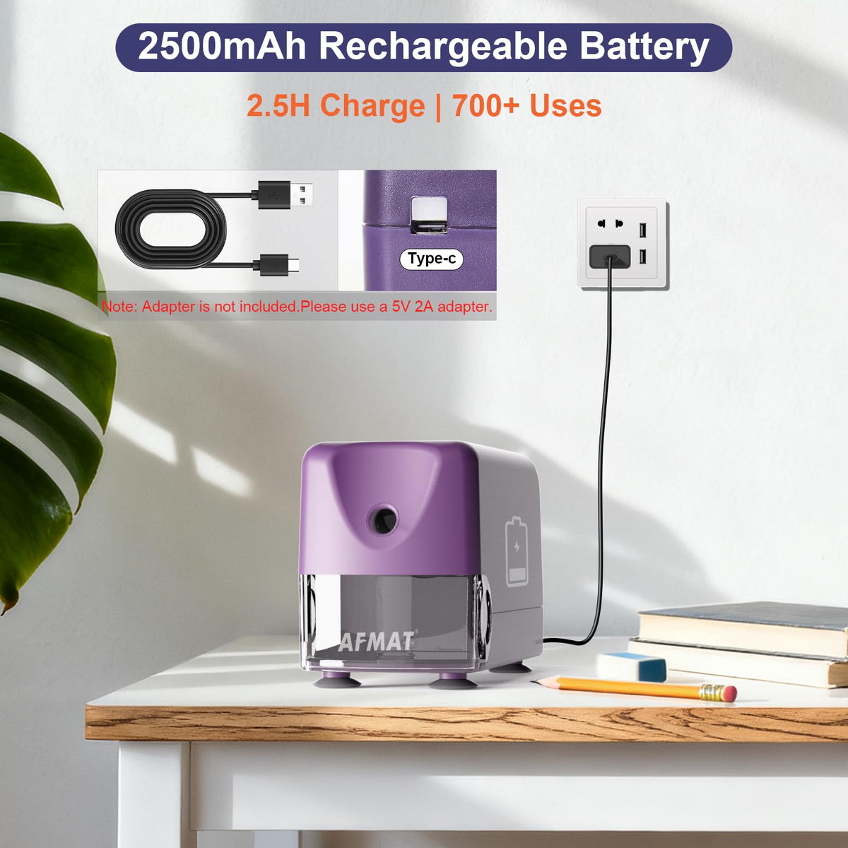 🏫Classroom Must-Haves Every Teacher Needs🏫Electric Pencil Sharpener for Classroom, Cordless & Rechargeable & Heavy Duty, for 6-11mm Pencils, 10,000 Sharpenings,PSD3PR
