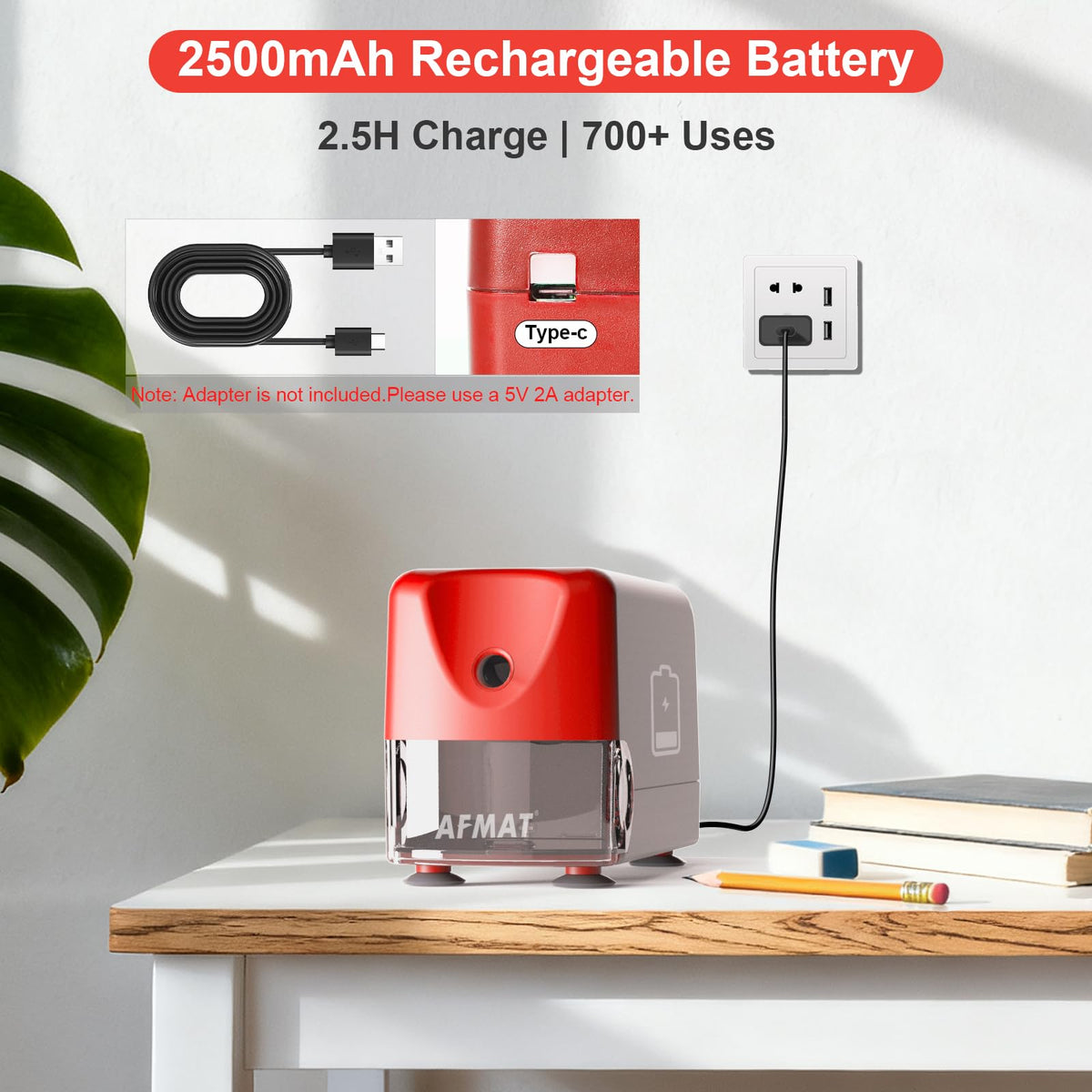 🏫Classroom Must-Haves Every Teacher Needs🏫Electric Pencil Sharpener for Classroom, Cordless & Rechargeable & Heavy Duty, for 6-11mm Pencils, 10,000 Sharpenings,PSD3RD