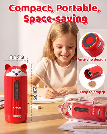 💥Limited Edition!🐶Cutest Animal Collection Is Here🐶✅Newest Model With Best Features✅AFMAT Electric Pencil Sharpener, Fully Automatic Pencil Sharpener,for Jumbo/Colored Pencils (φ6.5-12mm) PSJ1RD