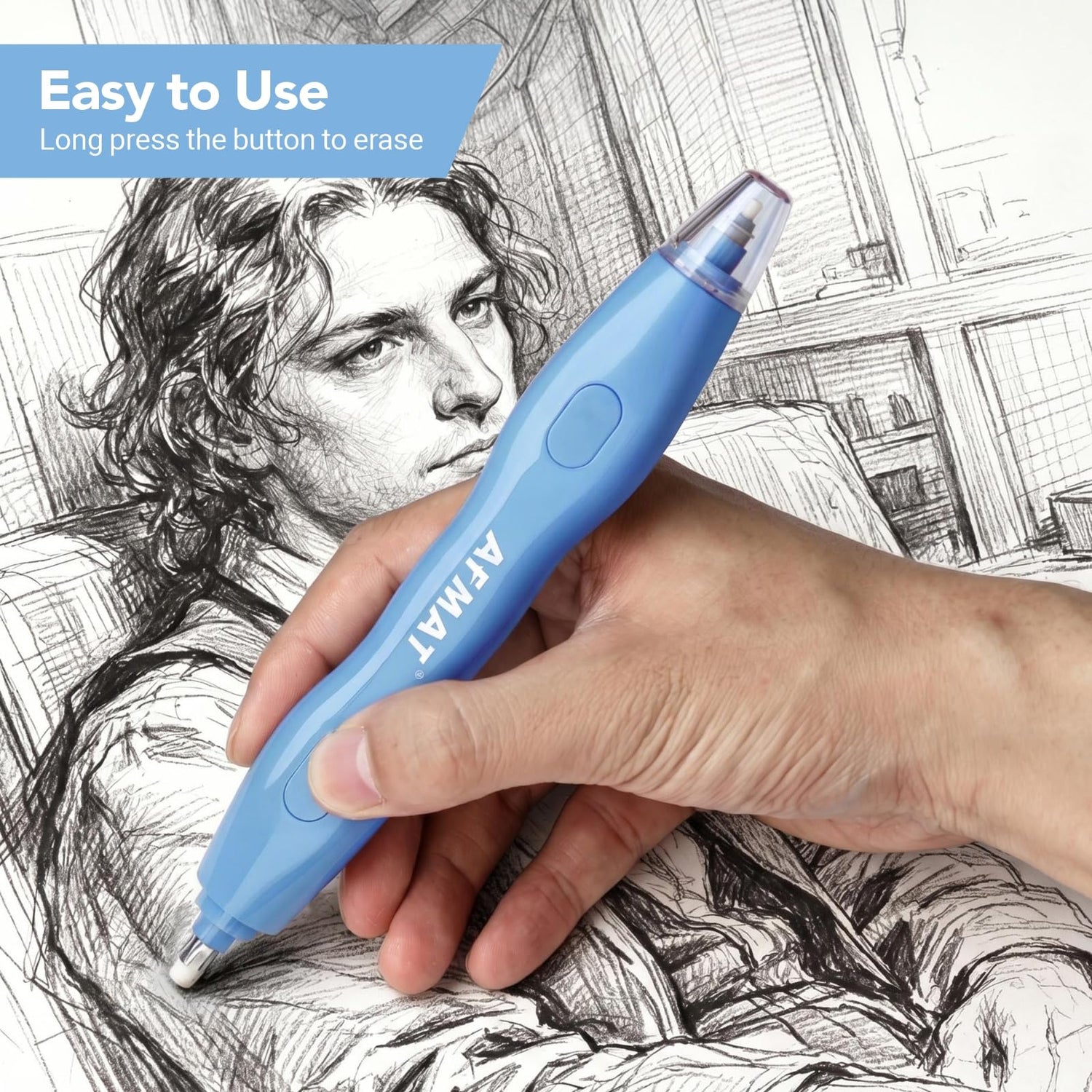 AFMAT Electric Eraser, with 140 Eraser Refills, Rechargeable Pencil Erasers for Artists, Electric Erasers for Drafting, Drawing, Painting, Sketching, Architectural Plans, Detailer Tool EE25BL