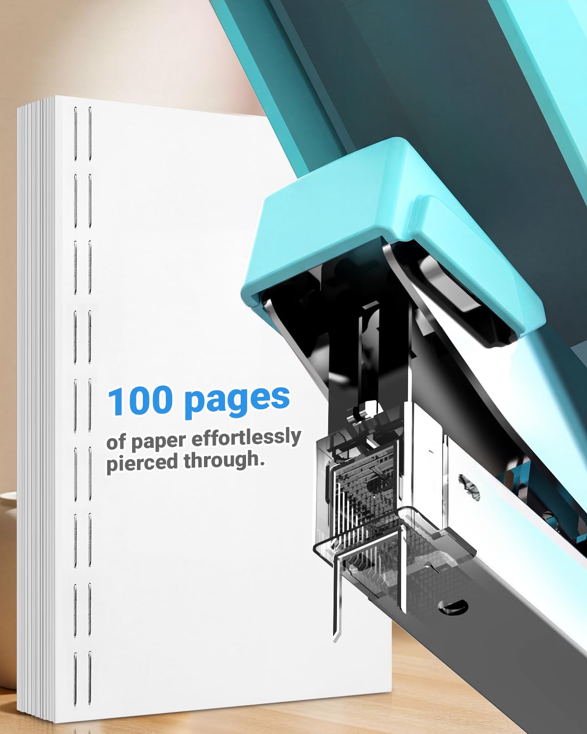 AFMAT ES18 Heavy Duty Stapler, 100-Sheet Effortless Desktop Stapler, ES18BE