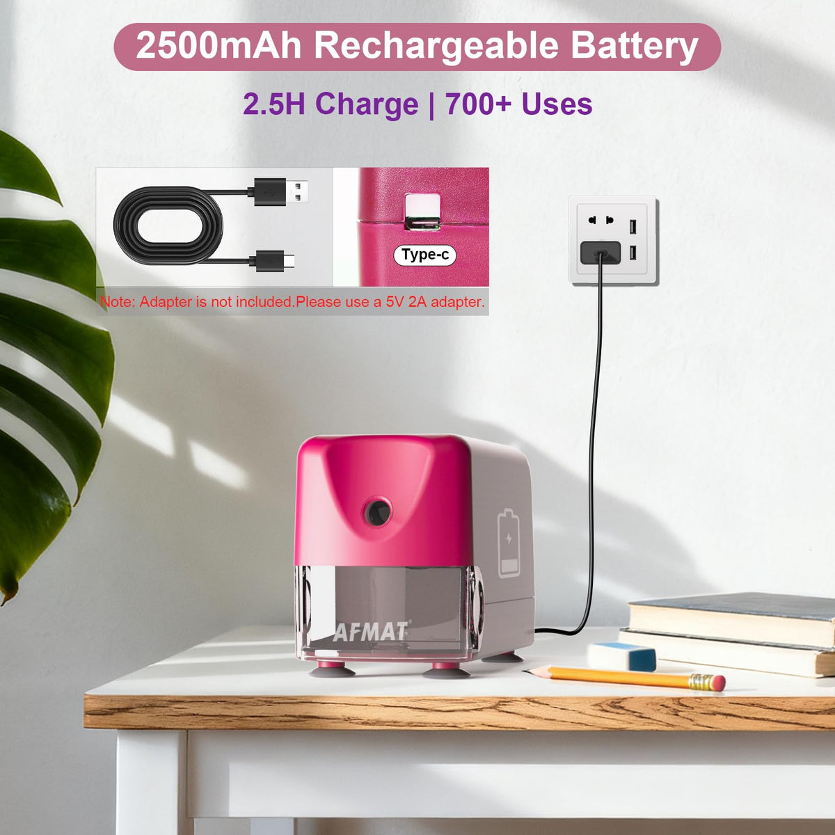 🏫Classroom Must-Haves Every Teacher Needs🏫Electric Pencil Sharpener for Classroom, Cordless & Rechargeable & Heavy Duty, for 6-11mm Pencils, 10,000 Sharpenings,PSD3PK
