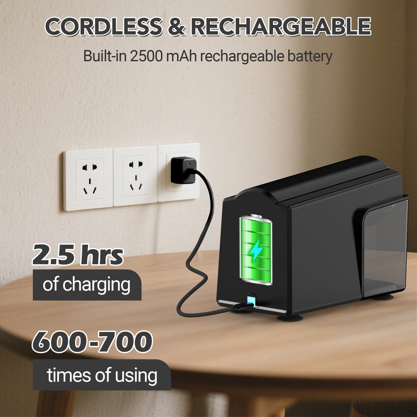 Rechargeable Classroom Electric Pencil Sharpener,PSD4RD