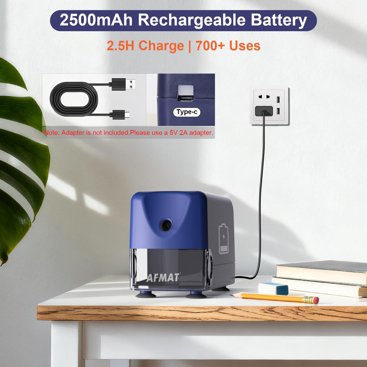 🏫Classroom Must-Haves Every Teacher Needs🏫Electric Pencil Sharpener for Classroom, Cordless & Rechargeable & Heavy Duty, for 6-11mm Pencils, 10,000 Sharpenings,PSD3BL