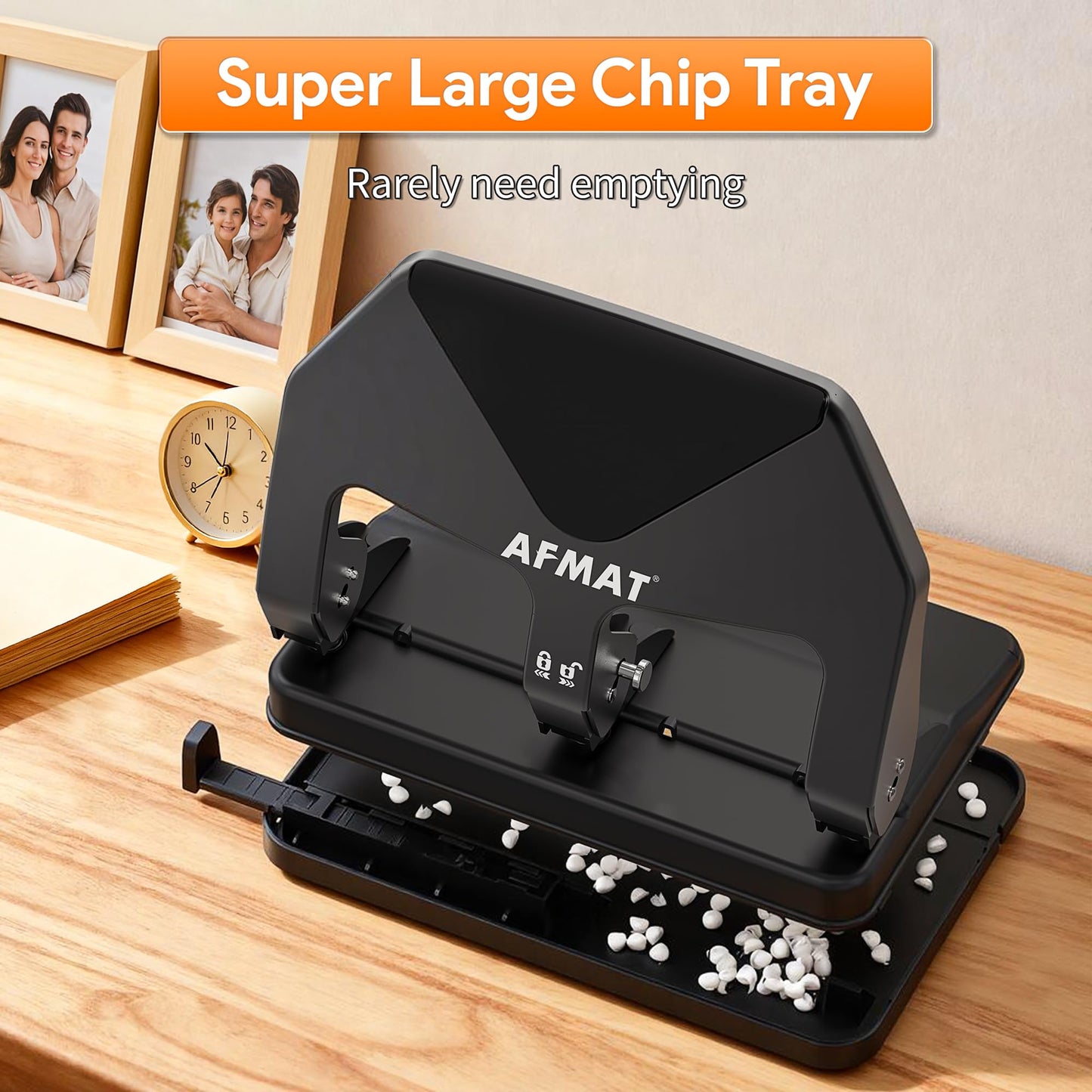 AFMAT HP20 Heavy Duty 3 Hole Punch, 60% Reduced Effort, 50-Sheet 3 Hole Puncher for Binder, 10,000+ Uses