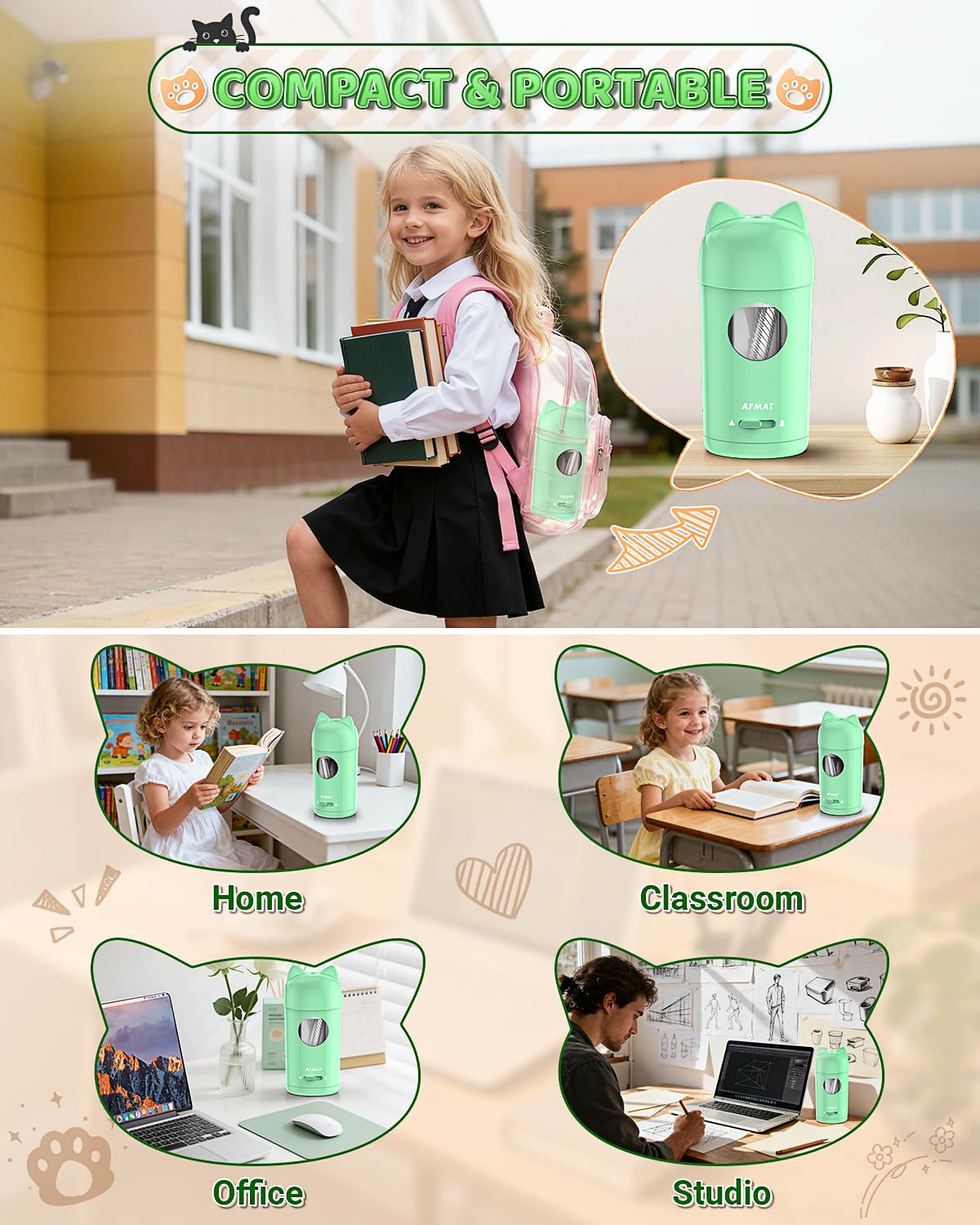 🎀Perfect Gift For A Teacher🎀Fully Automatic Rechargeable Electric Pencil Sharpener for φ7-8mm No.2/Colored Pencils,PSX9GN