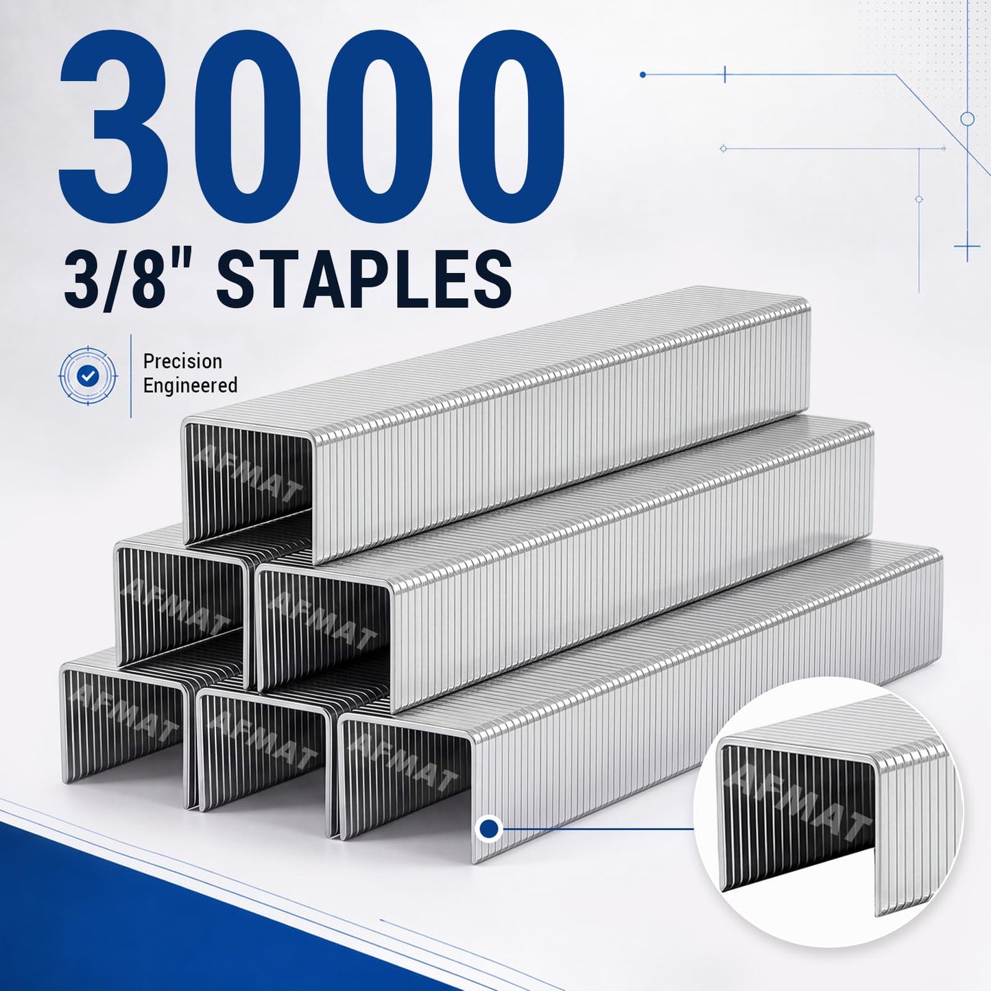 AFMAT Heavy Duty Staples 23/10, High Carbon Steel, Rust-Proof & Jam-Free, 3/8" Staples for Heavy Duty Stapler, 3000 Pcs, Ideal for Office Supplies, School Supplies, and Home Use