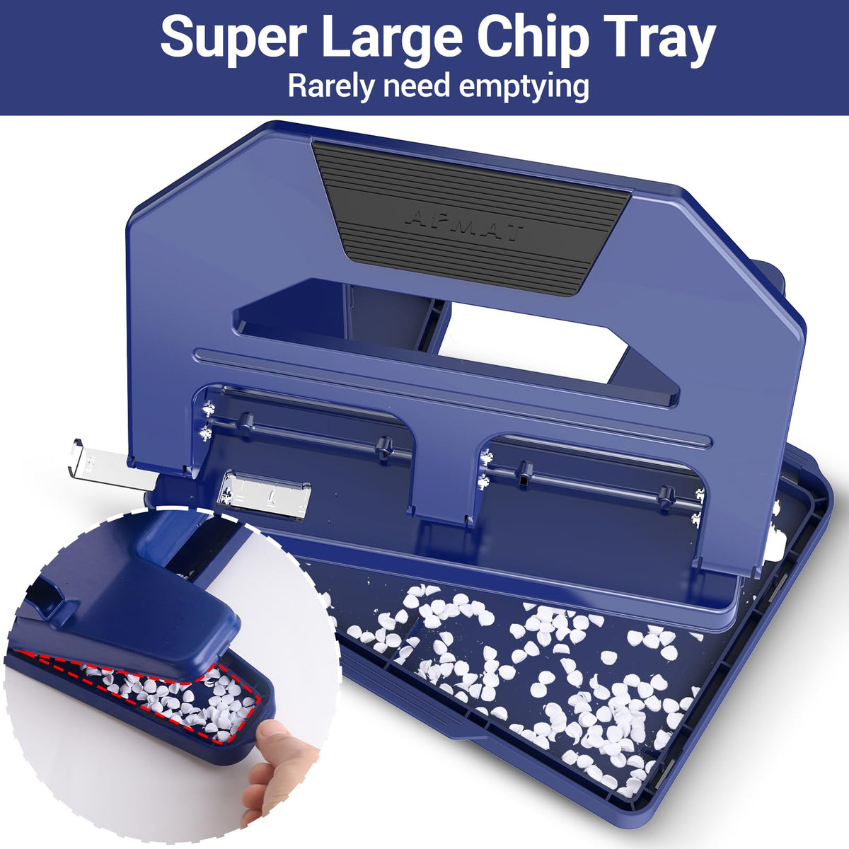 AFMAT Heavy Duty 3 Hole Puncher, 50-Sheet Paper Punch Heavy Duty, 50% Reduced Effort Three Hole Punch, 10K+ Uses, Metal Hole Puncher 3 Ring w/Large Tray, Bulit-in S.S. Paper Guide HPX4BL