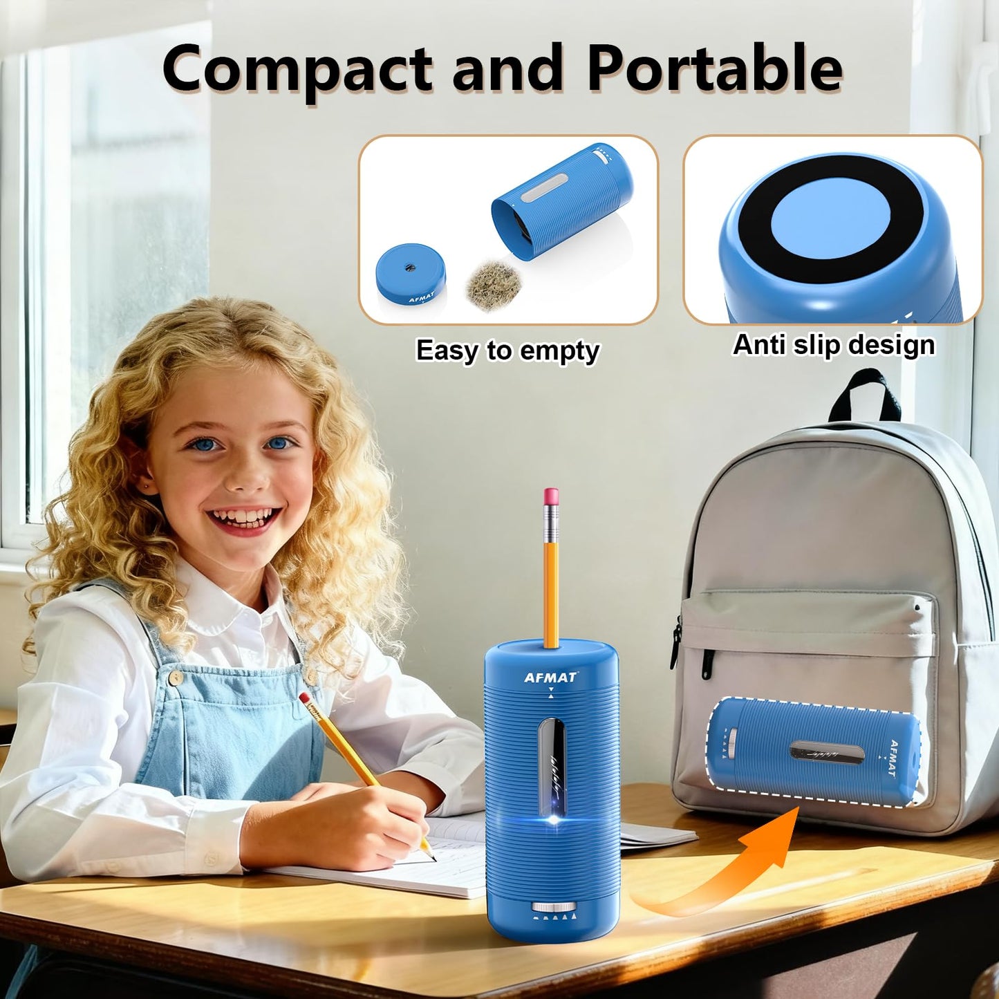 ✅Newest Model With Best Features✅Newly Upgraded Fully Automatic Rechargeable Electric Pencil Sharpener for 6-12mm No.2/Jumbo Pencils, 3X Longer Cutter Life, PSC2BS