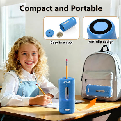 ✅Newest Model With Best Features✅Newly Upgraded Fully Automatic Rechargeable Electric Pencil Sharpener for 6-12mm No.2/Jumbo Pencils, 3X Longer Cutter Life, PSC2BS