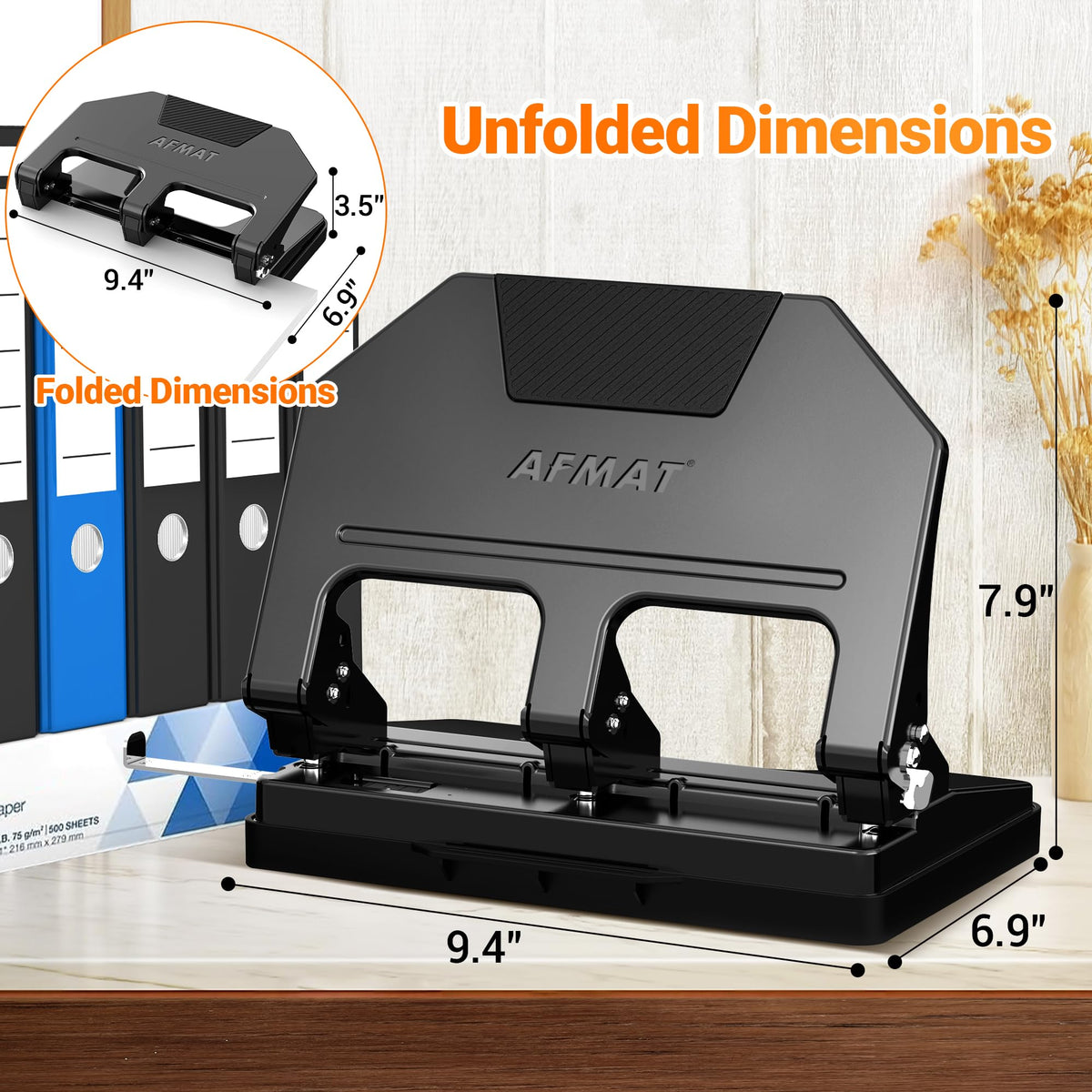 AFMAT 3 Hole Punch Heavy Duty, 9/32