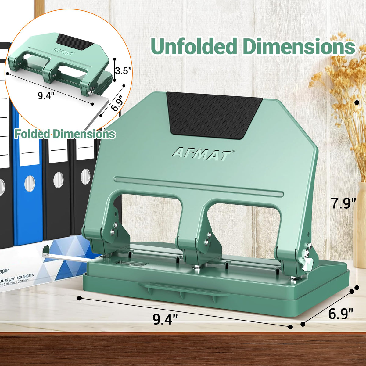 AFMAT 3 Hole Punch Heavy Duty, 9/32