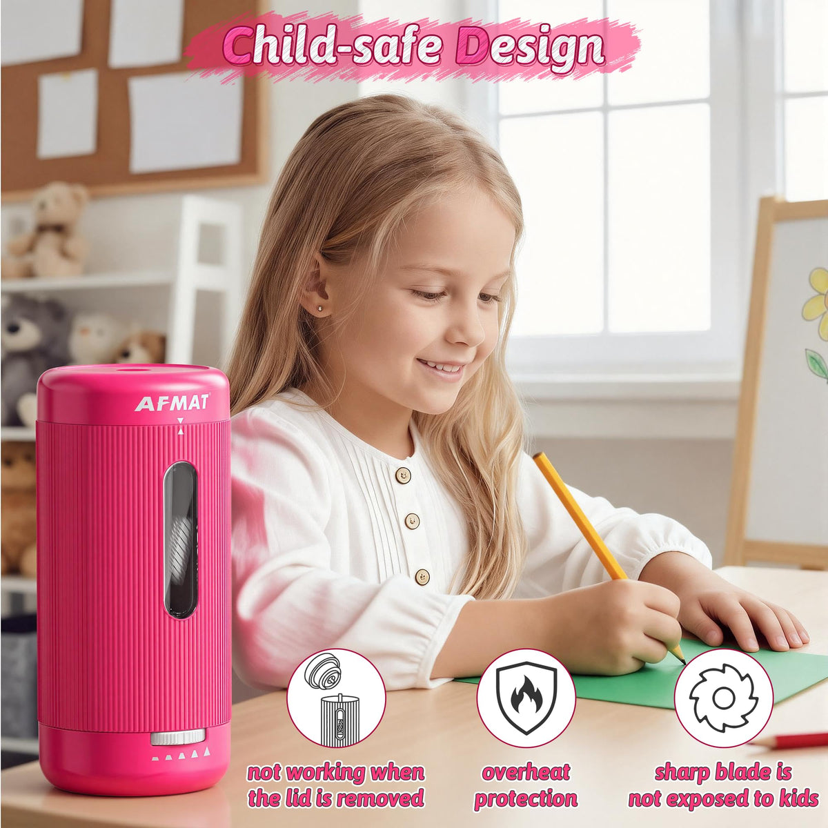 🔵Used-good🔵Newly Upgraded Fully Automatic Rechargeable Electric Pencil Sharpener for 6-12mm No.2/Jumbo Pencils, 3X Longer Cutter Life,PSC3RR
