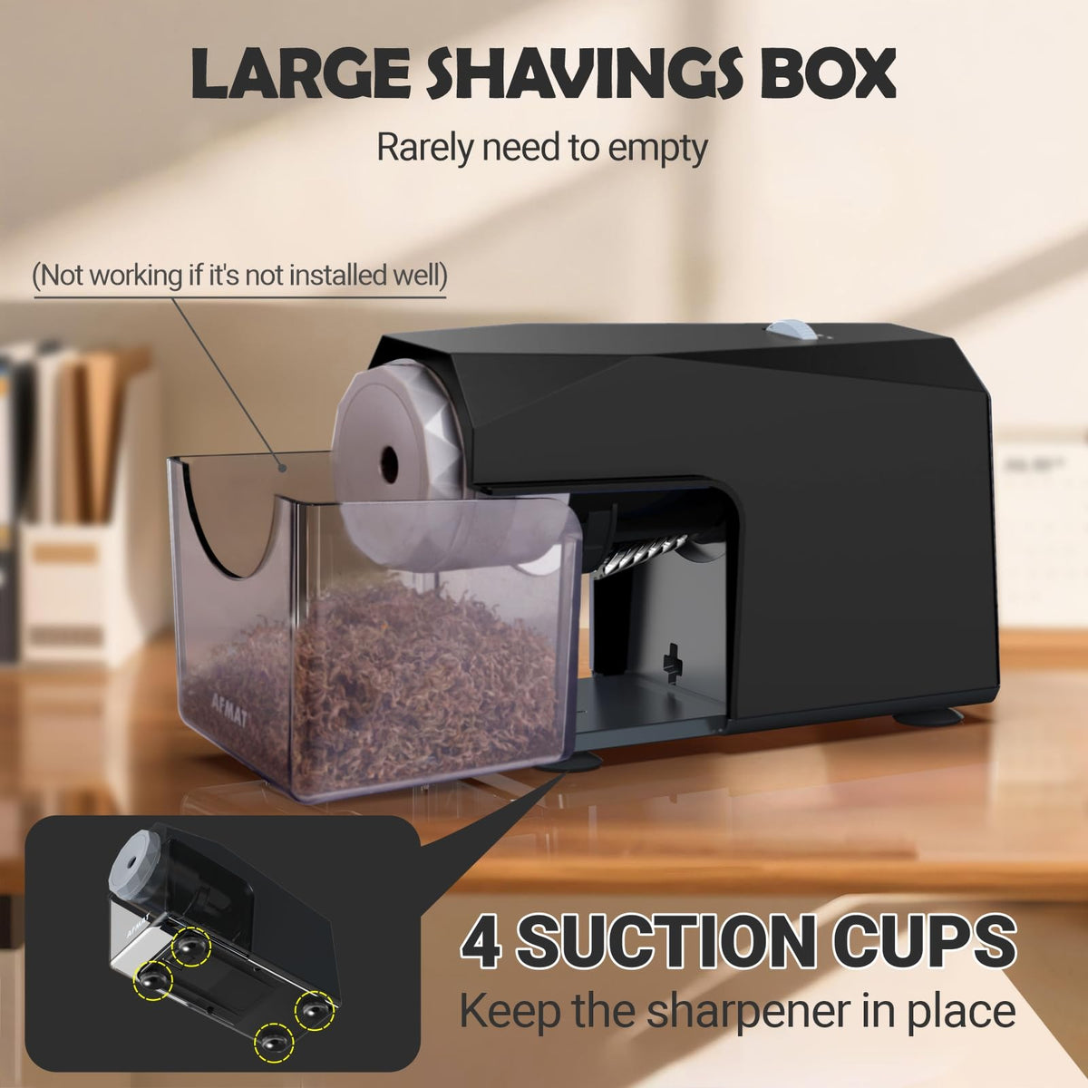 ✅Newest Model With Best Features✅Newly Upgraded Fully Automatic Electric Pencil Sharpener for 6.5-10.5mm No.2/Jumbo/Colored Pencils,3X Longer Cutter Life,PSC4BK