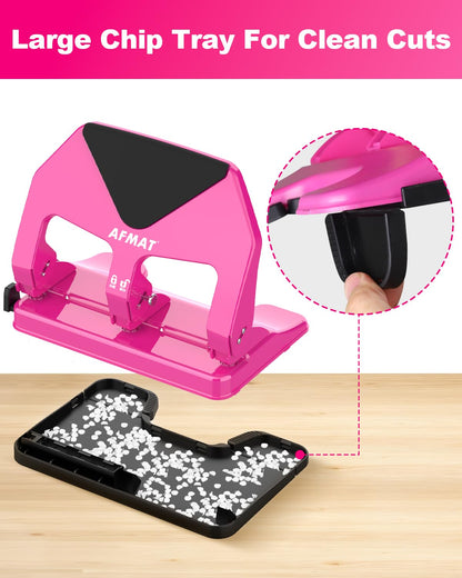 AFMAT HP20 Heavy Duty 3 Hole Punch, 60% Reduced Effort, 50-Sheet 3 Hole Puncher for Binder, 10,000+ Uses