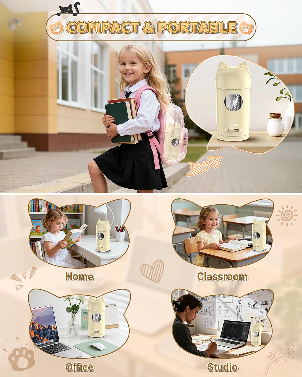 🎀Perfect Gift For A Teacher🎀Fully Automatic Rechargeable Electric Pencil Sharpener for φ7-8mm No.2/Colored Pencils,PSX9GD