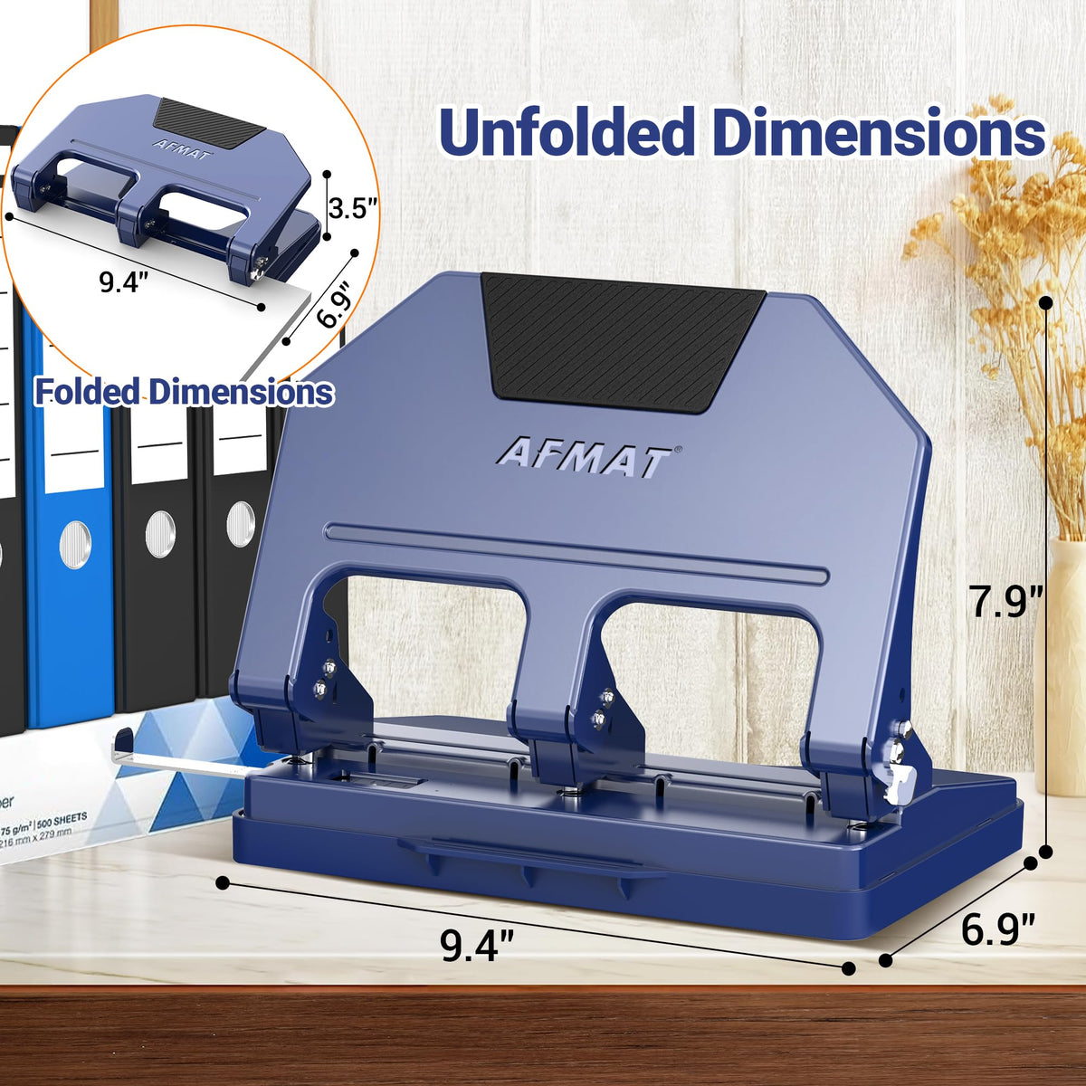 AFMAT 3 Hole Punch Heavy Duty, 9/32