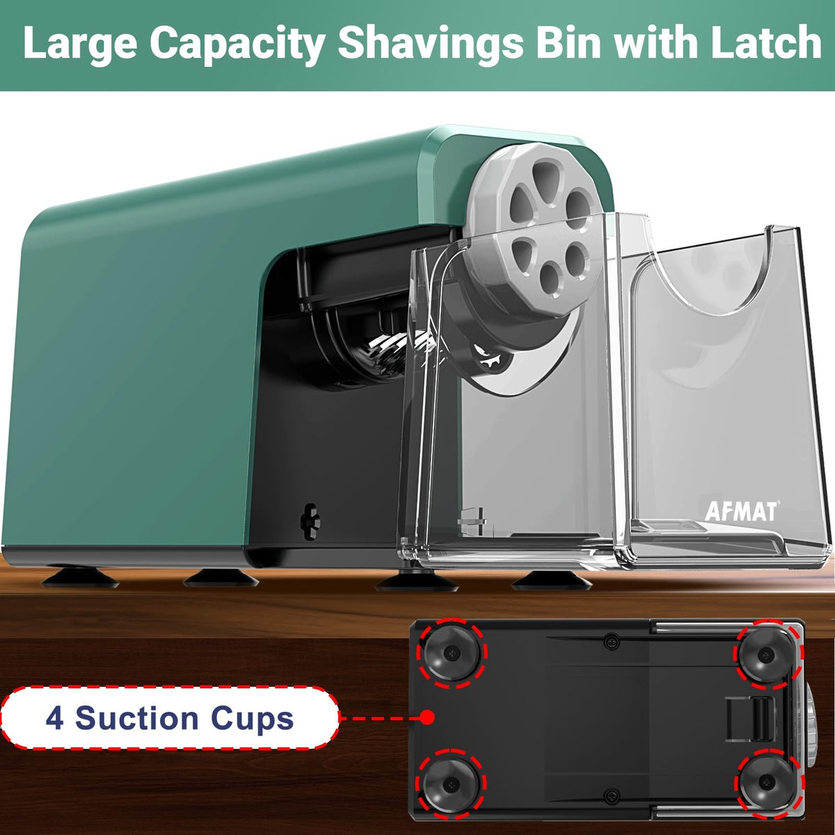 AFMAT PSD1 Rechargeable 6-Hole Electric Pencil Sharpener Heavy Duty, Auto Stop Classroom Pencil Sharpener for 6-11mm Pencils, 10,000+ Sharpenings