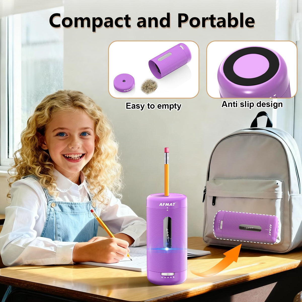 ✅Newest Model With Best Features✅Newly Upgraded Fully Automatic Rechargeable Electric Pencil Sharpener for 6-12mm No.2/Jumbo Pencils, 3X Longer Cutter Life, PSC2PR
