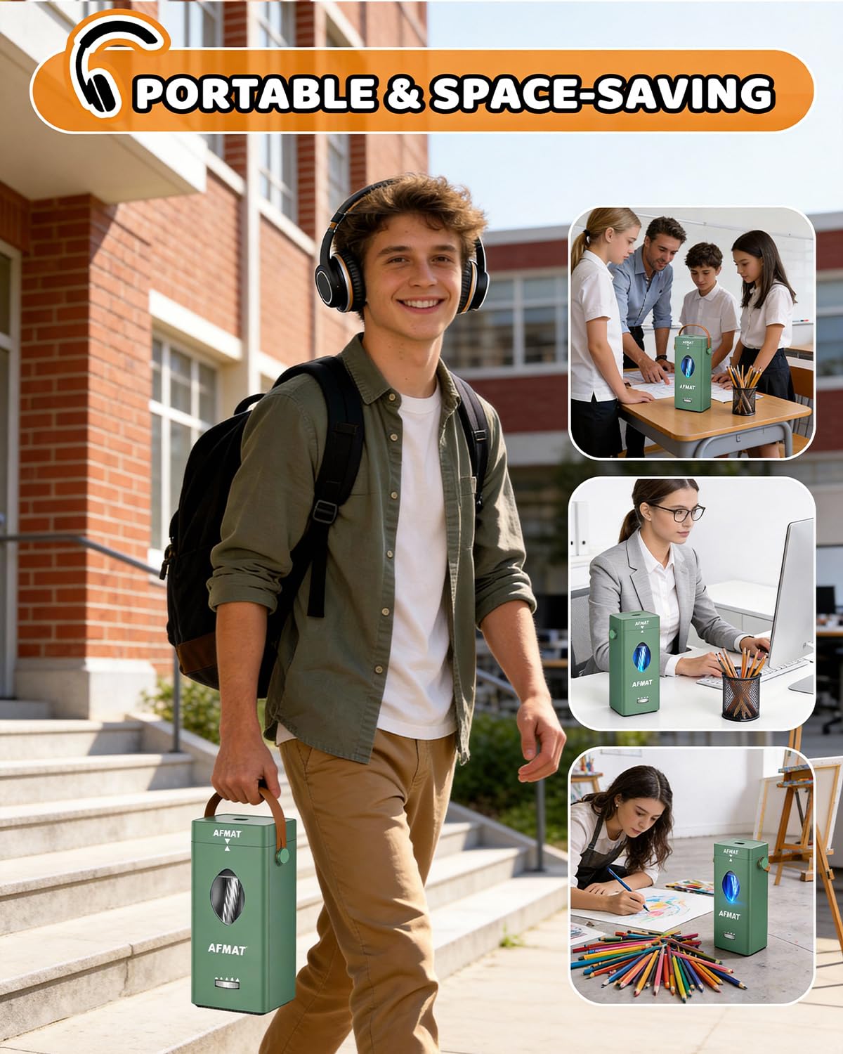 ✅Newest Model With Best Features✅Newly Upgraded Fully Automatic Rechargeable Electric Pencil Sharpener for 6-12mm No.2/Jumbo Pencils, 3X Longer Cutter Life, PSC7GN
