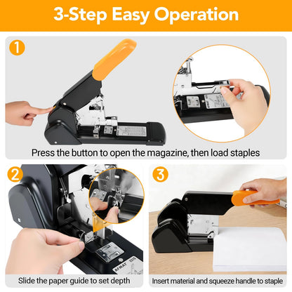 AFMAT Heavy Duty Stapler, 220 Sheets Capacity Stapler for Classroom, 60% Reduced Effort, Jam Free, Adjustable Paper Depth, Metal Desk Office Staplers w/ 50,000+ Uses, Includes 7000Pcs Staples, ES15OR