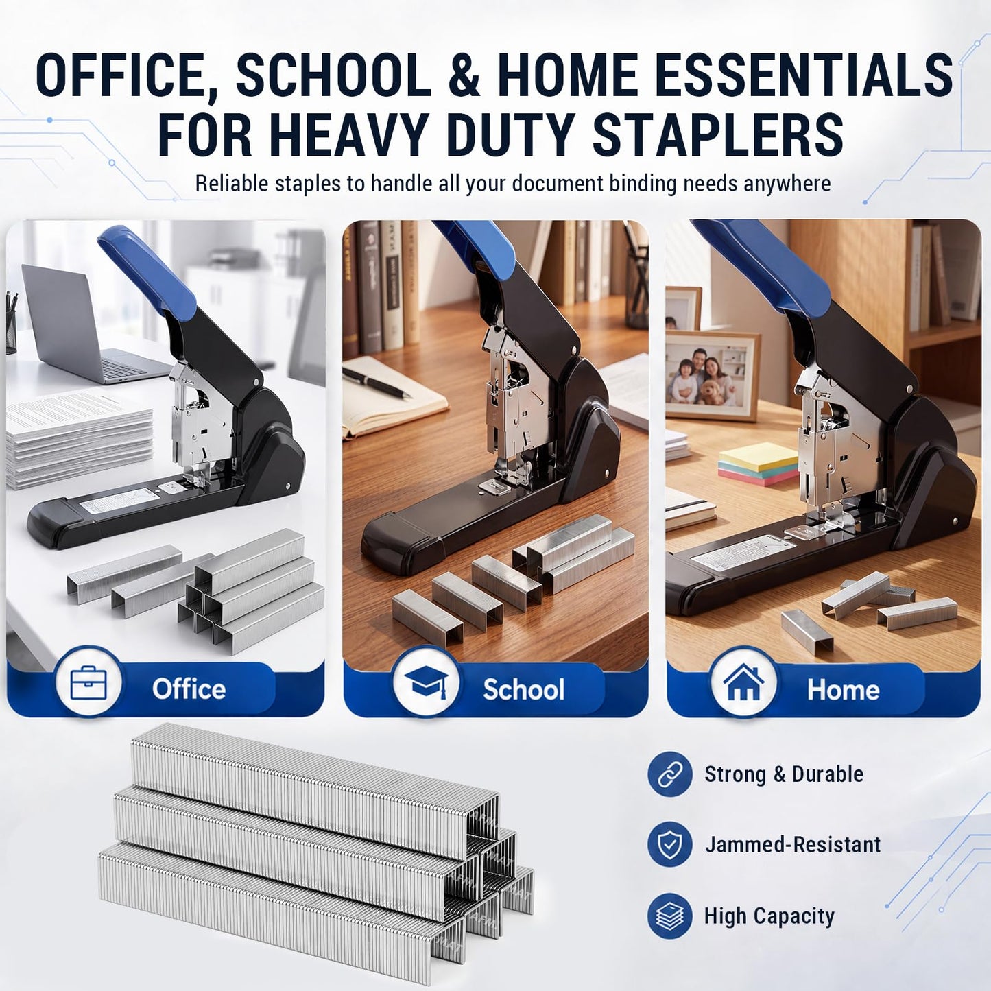 AFMAT Heavy Duty Staples 23/10, High Carbon Steel, Rust-Proof & Jam-Free, 3/8" Staples for Heavy Duty Stapler, 3000 Pcs, Ideal for Office Supplies, School Supplies, and Home Use