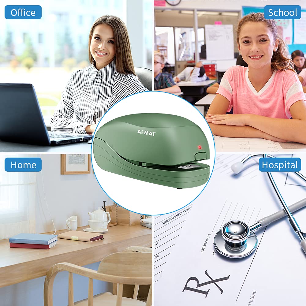 AFMAT ES03 Electric Stapler for Desk, Automatic Stapler Desktop, Office Staplers Electric, with Reload Reminder & Release Button, 25 Sheets Capacit,Black