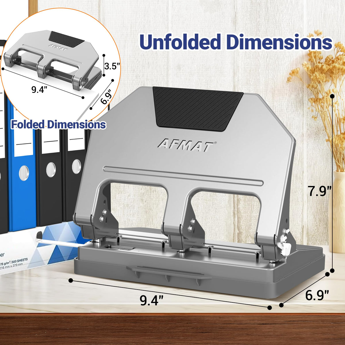 AFMAT 3 Hole Punch Heavy Duty, 9/32