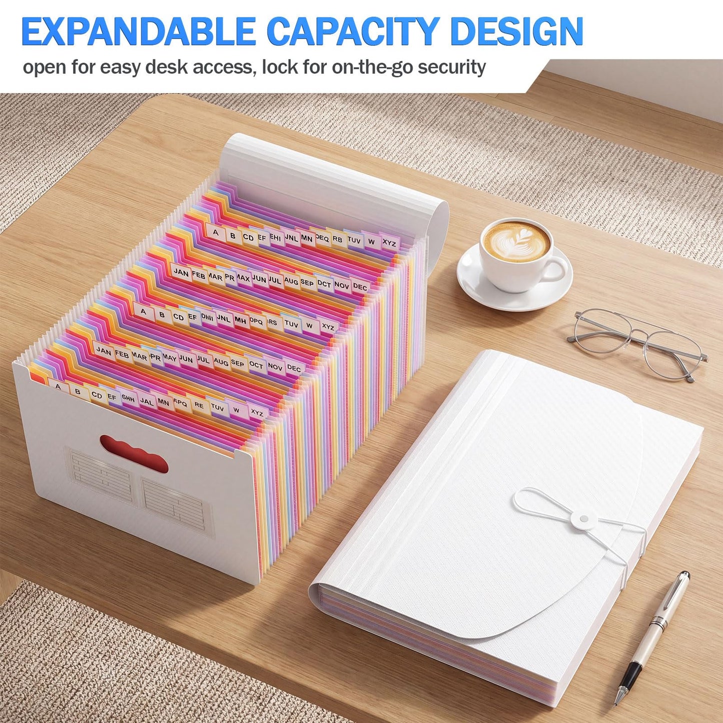 AFMAT Accordian File Organizer, 60 Pockets Expanding File Folder, Portable Letter/A4 Size Expandable File Folder for Receipt/Bill/Tax/Coupon/Document