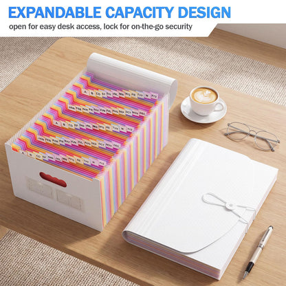 AFMAT Accordian File Organizer, 60 Pockets Expanding File Folder, Portable Letter/A4 Size Expandable File Folder for Receipt/Bill/Tax/Coupon/Document