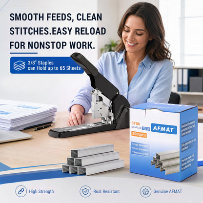 AFMAT Heavy Duty Staples 23/10, High Carbon Steel, Rust-Proof & Jam-Free, 3/8" Staples for Heavy Duty Stapler, 3000 Pcs, Ideal for Office Supplies, School Supplies, and Home Use