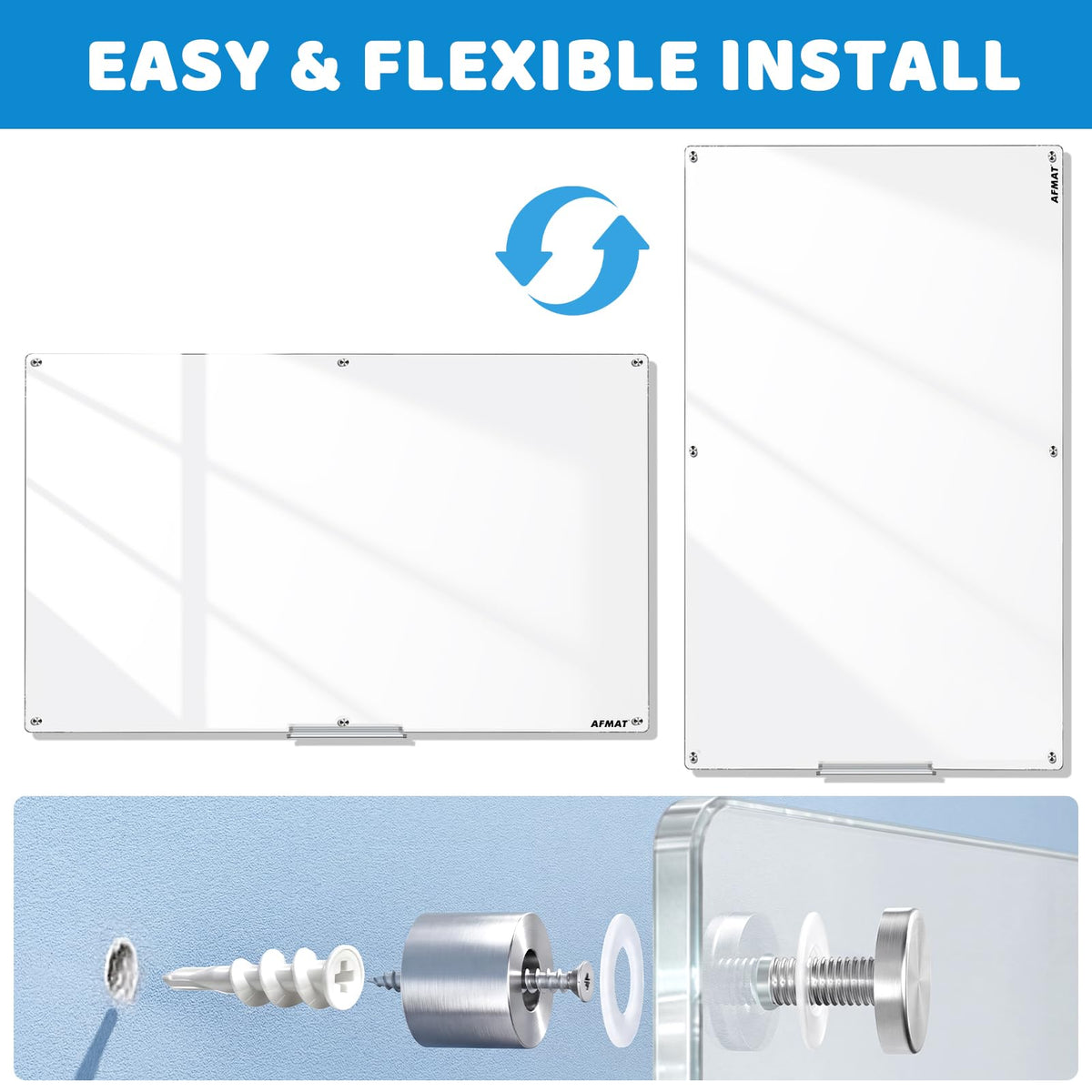 Magnetic Glass Dry Erase Board, 72