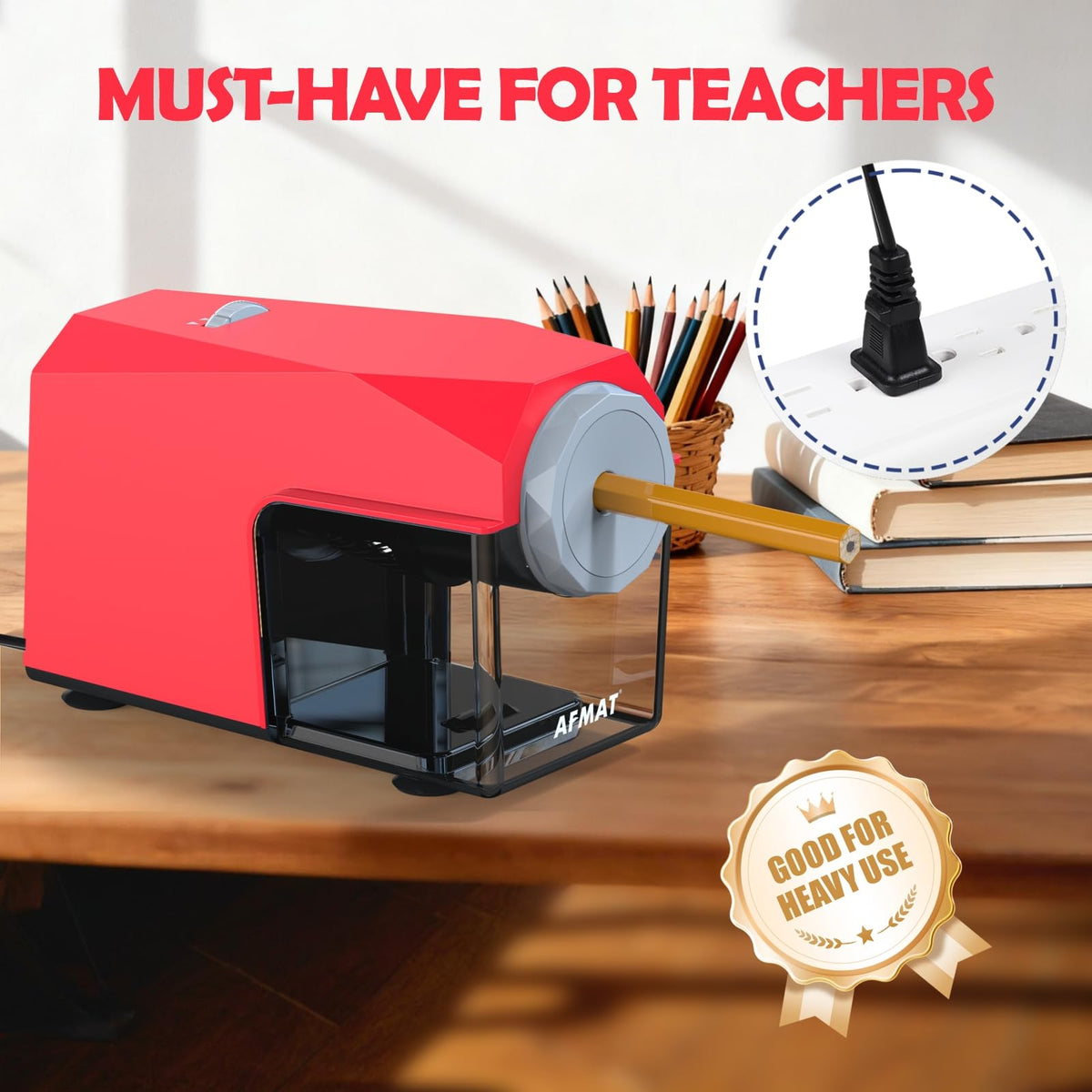 ✅Newest Model With Best Features✅Newly Upgraded Fully Automatic Electric Pencil Sharpener for 6.5-10.5mm No.2/Jumbo/Colored Pencils,3X Longer Cutter Life,PSC4RD