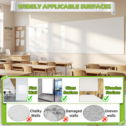 AFMAT Whiteboard Sticker for Wall, 1.44x11ft White Board Paper, Super Sticky Dry Erase Wallpaper, Peel and Stick Dry Erase Board with 4 Markers, No Ghosting Whiteboard Paper for Home Office Classroom,WS11C