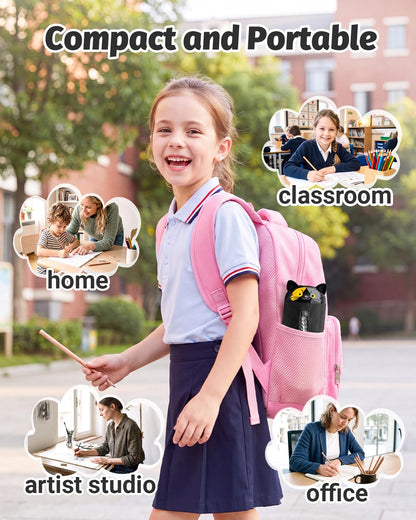AFMAT Electric Pencil Sharpener, Fully Automatic, for 6.5-12mm Pencils Rechargeable & Cordless, Auto in & Out, 5 Nibs, 7K+ Uses, Replaceable Blade, Cute Sharpener for Classroom/Home/Office, PSJ5BK