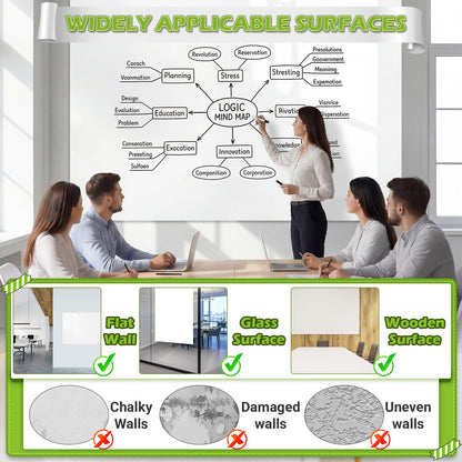 AFMAT Whiteboard Sticker for Wall, 4x8ft White Board Paper, Super Sticky Dry Erase Wallpaper, Peel and Stick Dry Erase Board with 20 Markers, No Ghosting Whiteboard Paper for Home Office Classroom,WS48C