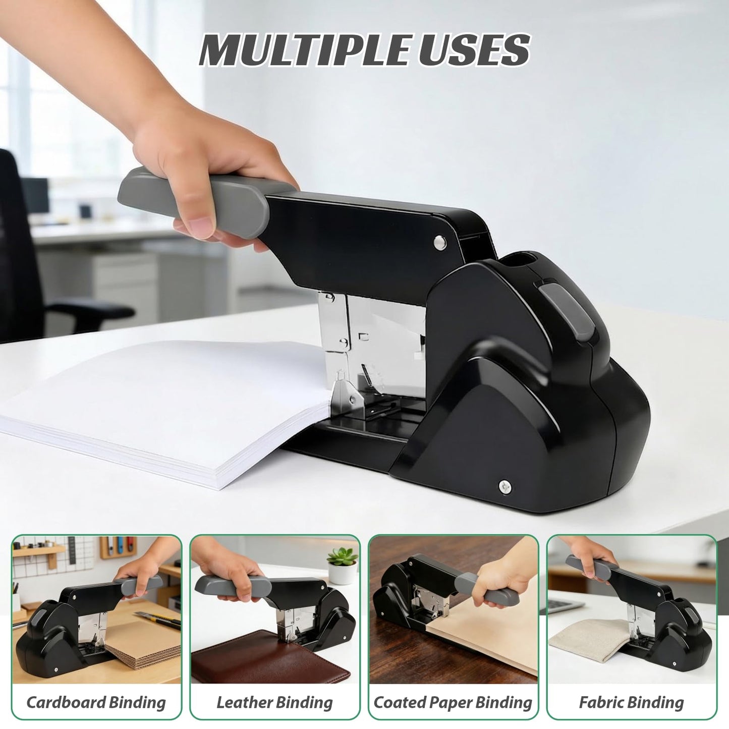 AFMAT Heavy Duty Stapler, 210 Sheet Effortless Stapler for Desk, 60% Reduced Effort, Jam Free, 50,000+ Uses, Adjustable Paper Depth, Metal Office Desktop Staplers, Includes 7000Pcs Staples, ES15GY