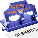 Disponibile in Italia:AFMAT HP15 Perforatore a 3 fori, stabile e resistente per 40 fogli, grande perforatore, 50% meno sforzo, per ufficio, scuola e casa, blu