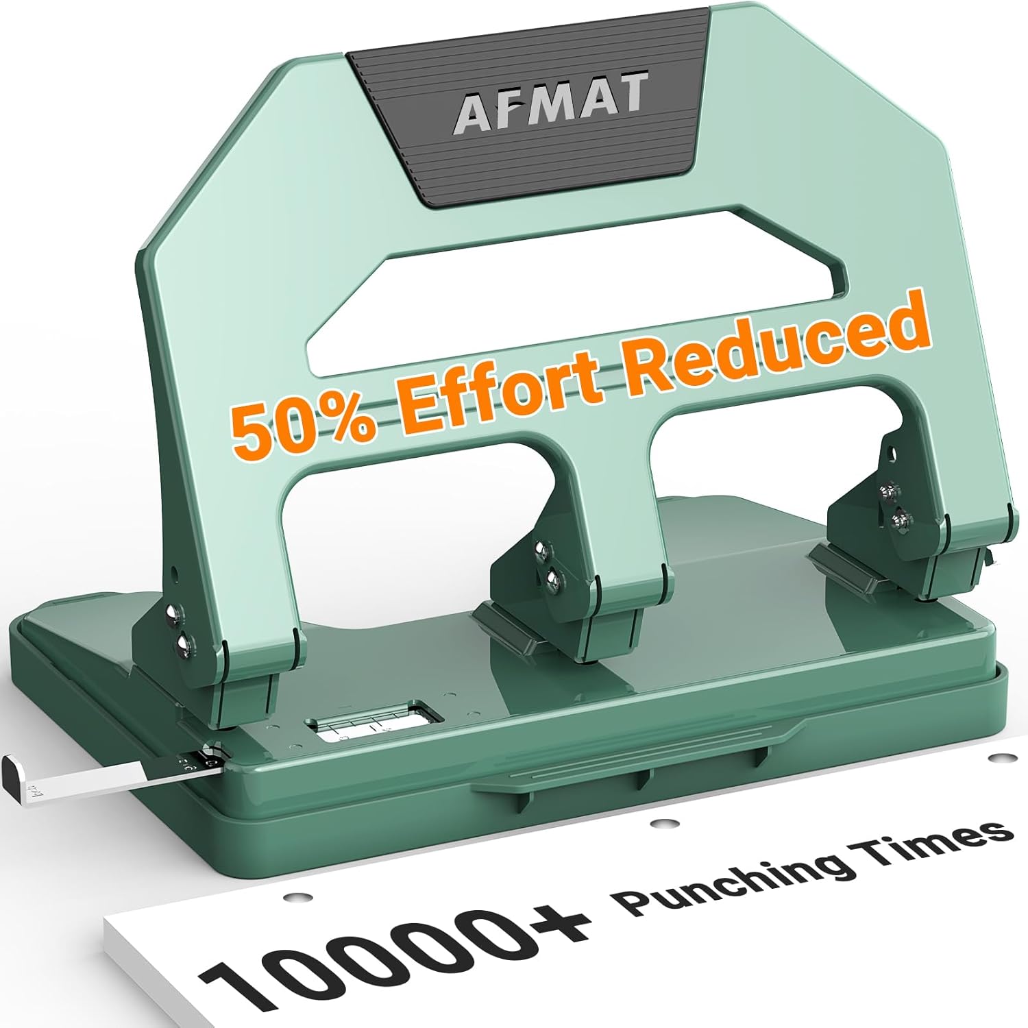 AFMAT HPX2 3 Hole Puncher Heavy Duty, 40-Sheet Heavy Duty Three Hole Punch, 50% Reduced Effort Paper Punch, 10000+ Punching Times,Black
