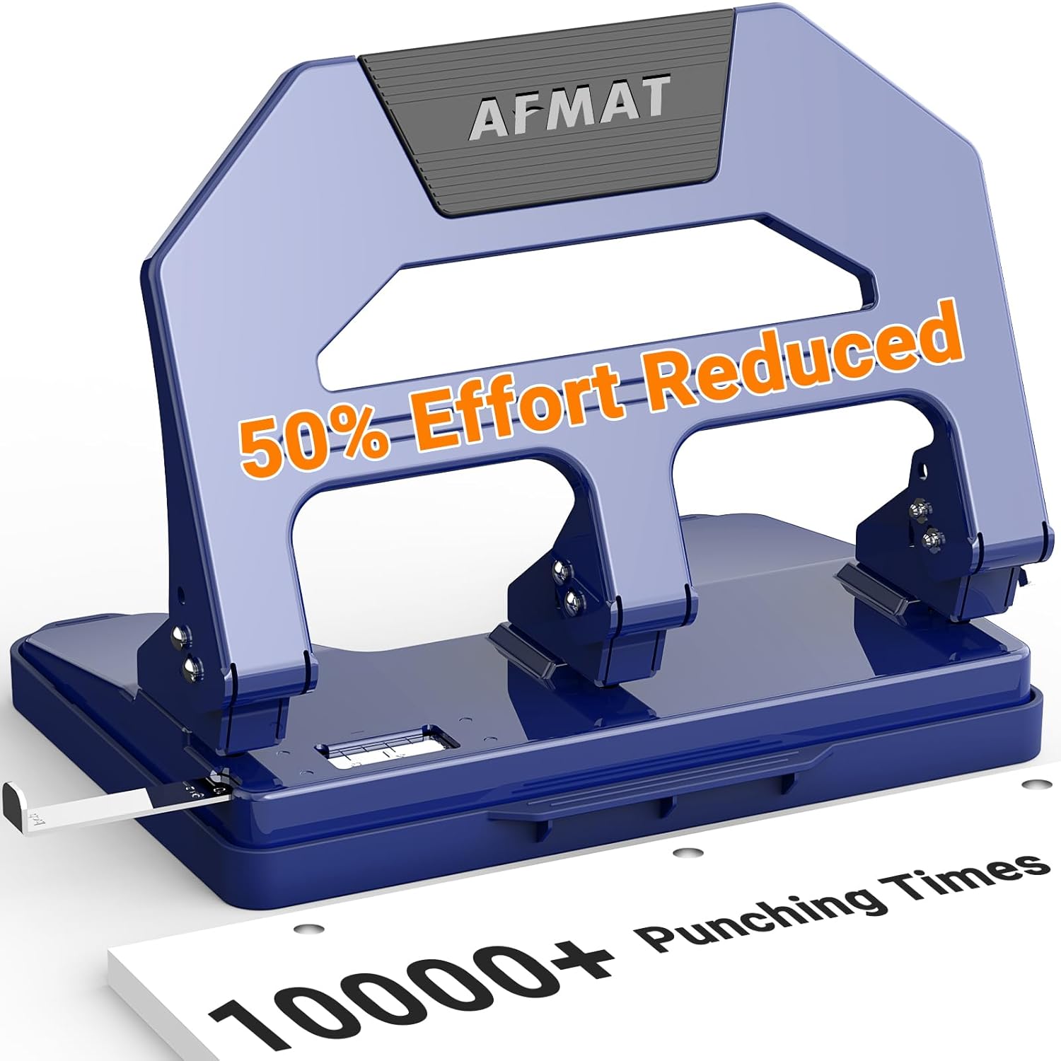 AFMAT HPX2 3 Hole Puncher Heavy Duty, 40-Sheet Heavy Duty Three Hole Punch, 50% Reduced Effort Paper Punch, 10000+ Punching Times,Black