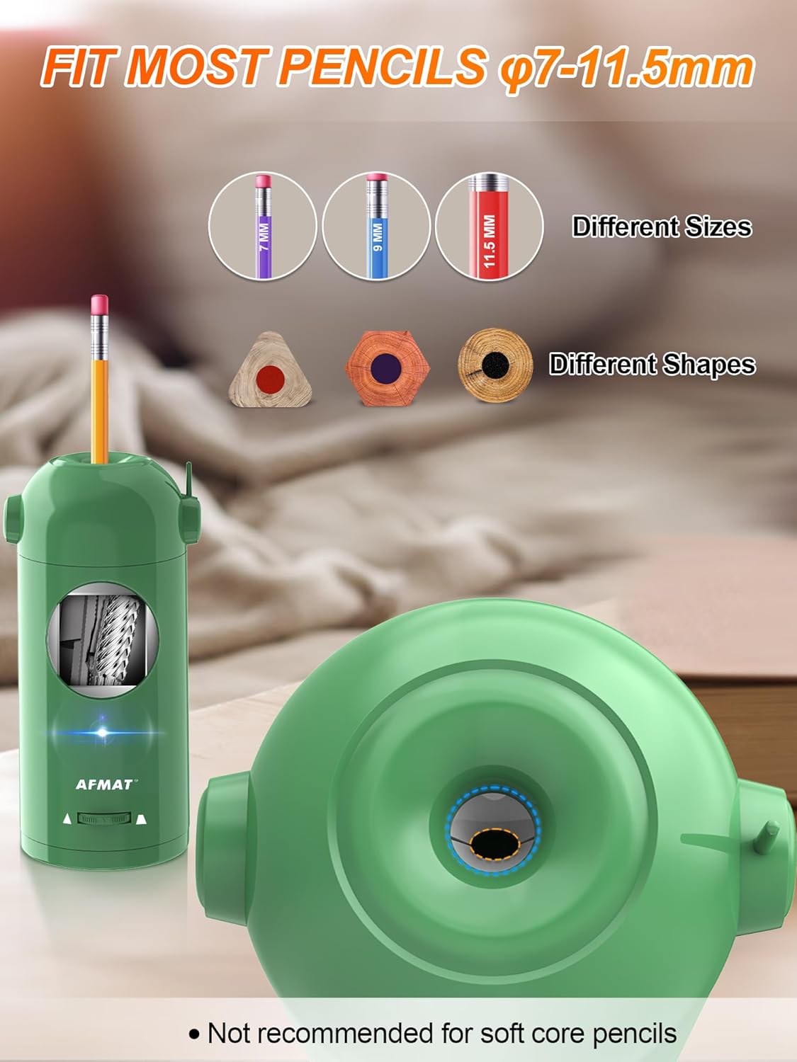 Available in Canada:AFMAT PSX5 Fully Automatic Electric Pencil Sharpener,AFMAT Electric Robot Pencil Sharpener for Colored Pencils 7-11.5mm,Blue