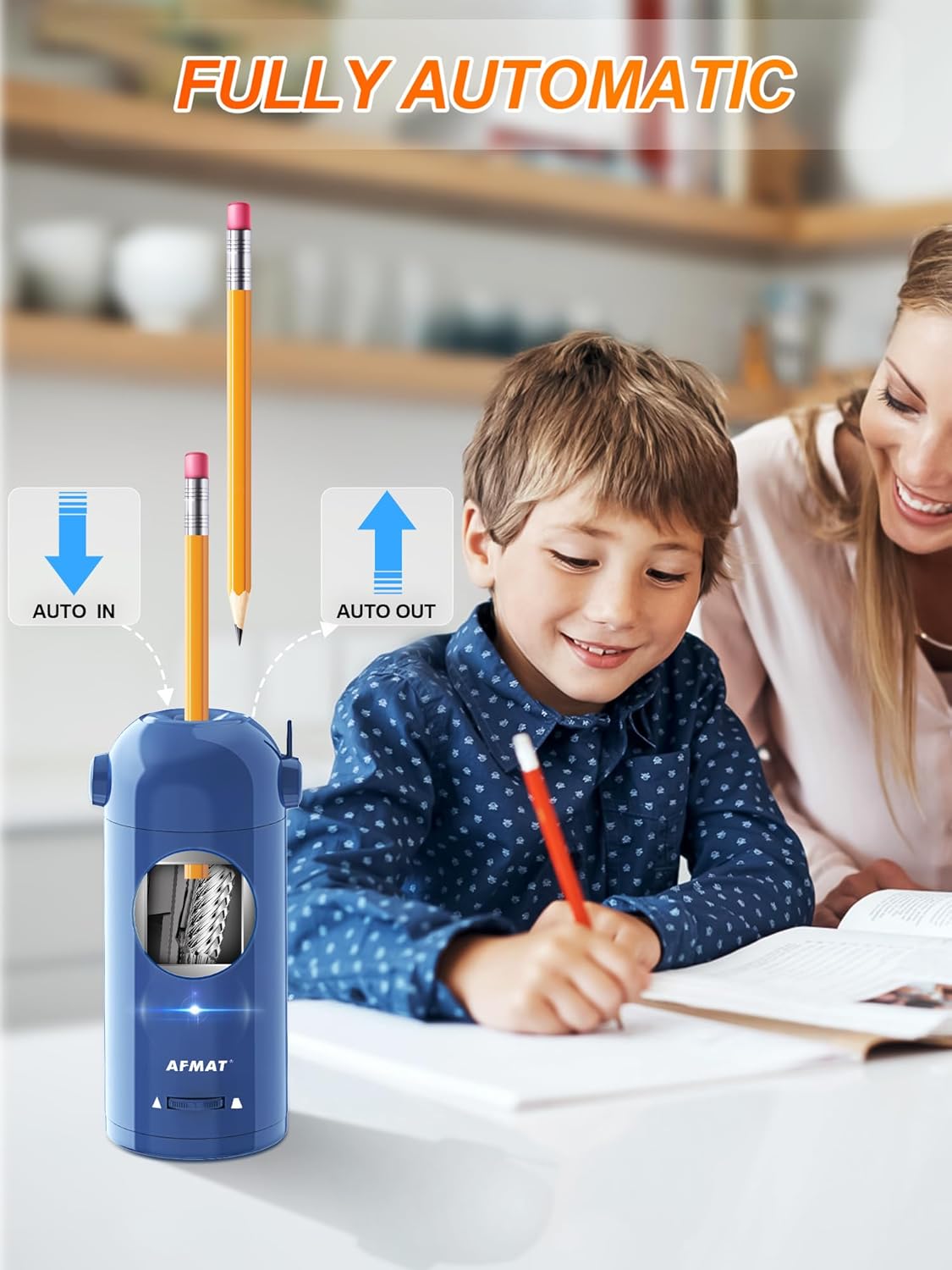 Available in Canada:AFMAT PSX5 Fully Automatic Electric Pencil Sharpener,AFMAT Electric Robot Pencil Sharpener for Colored Pencils 7-11.5mm,Blue