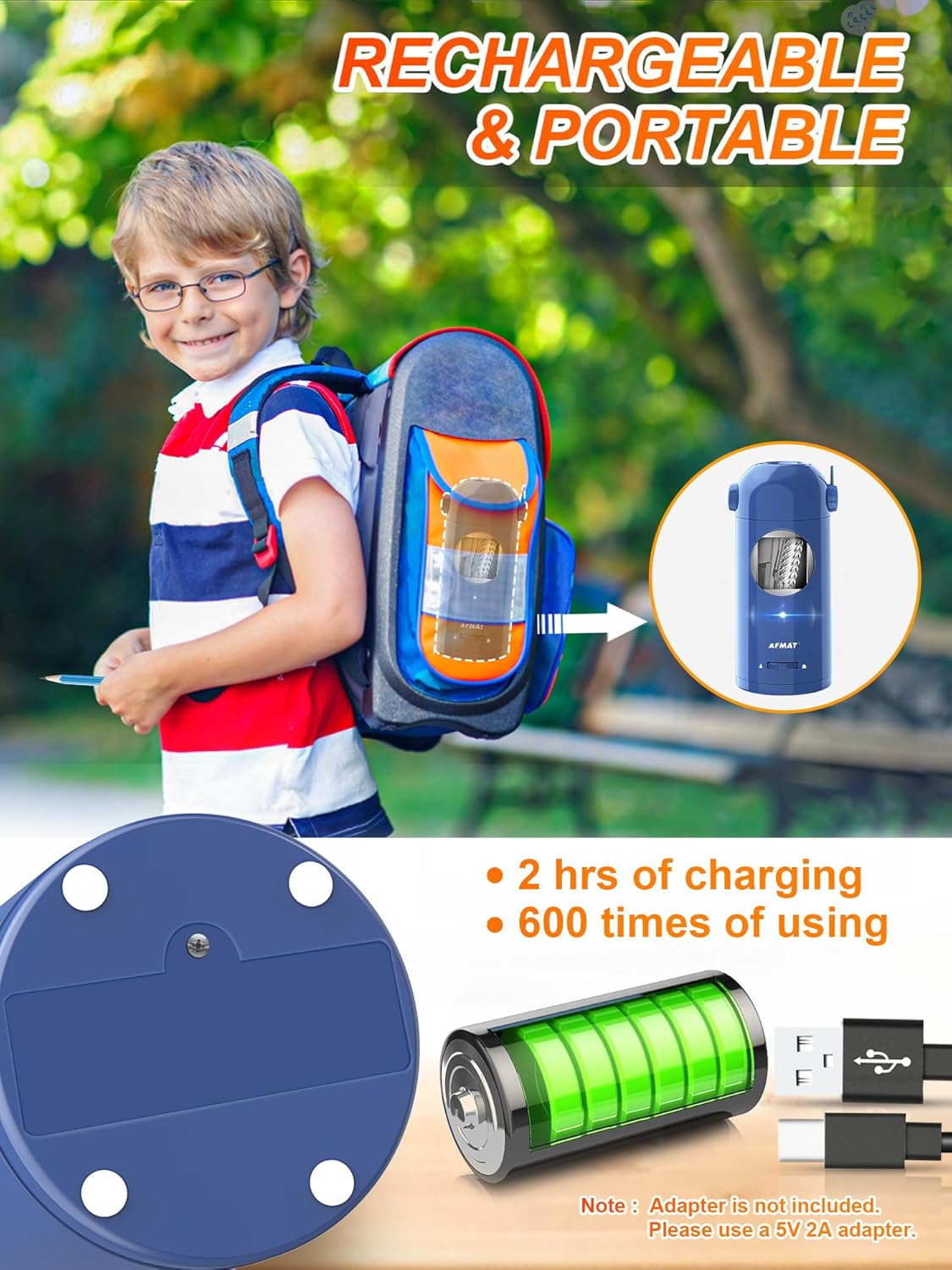 Fully Automatic Rechargeable Electric Pencil Sharpener, PSX5GY