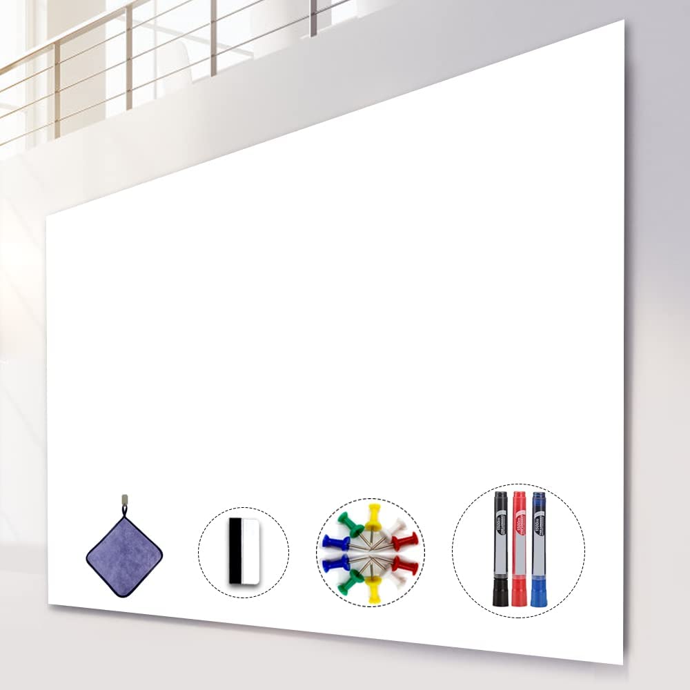 AFMAT WS23 Dry Erase Board Sticker, 48 x 36 inches White Board Wallpaper,3 Markers,Model:(WS23）